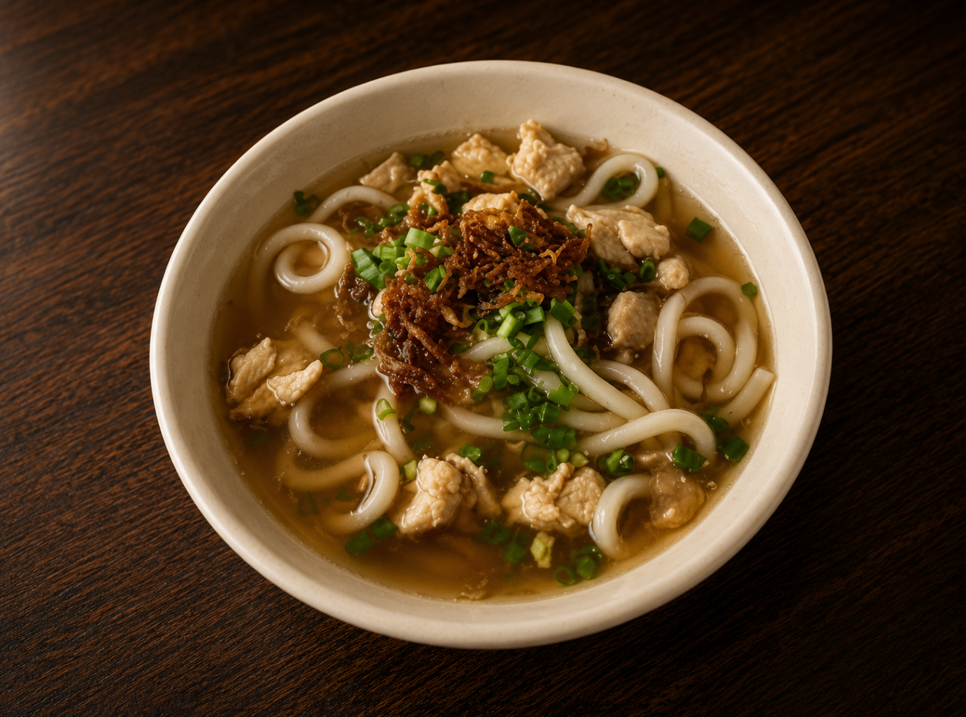 Banh canh au poulet dans un bouillon clair aux herbes